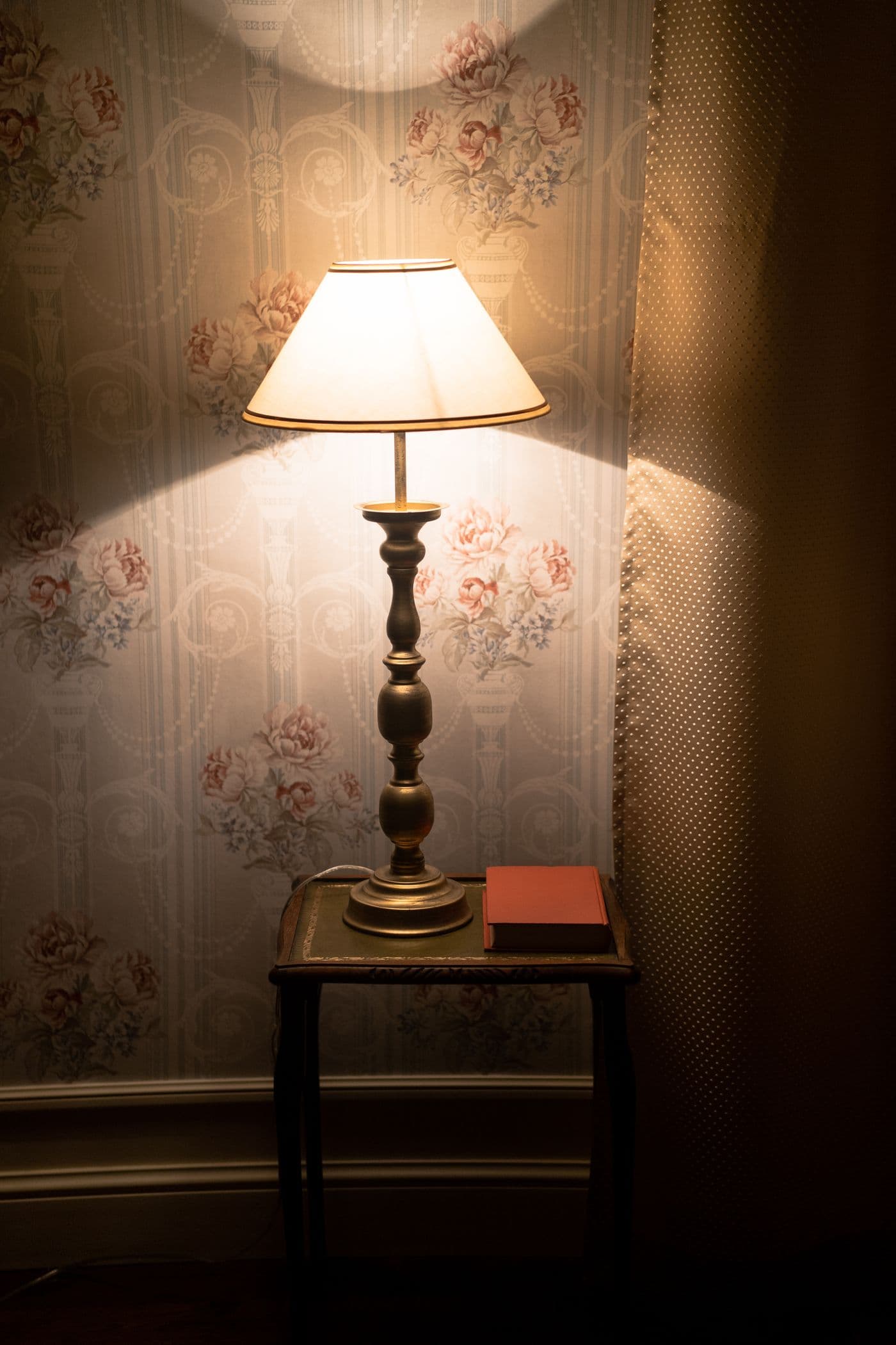 Brass Base Table Lamp with Linen Shade